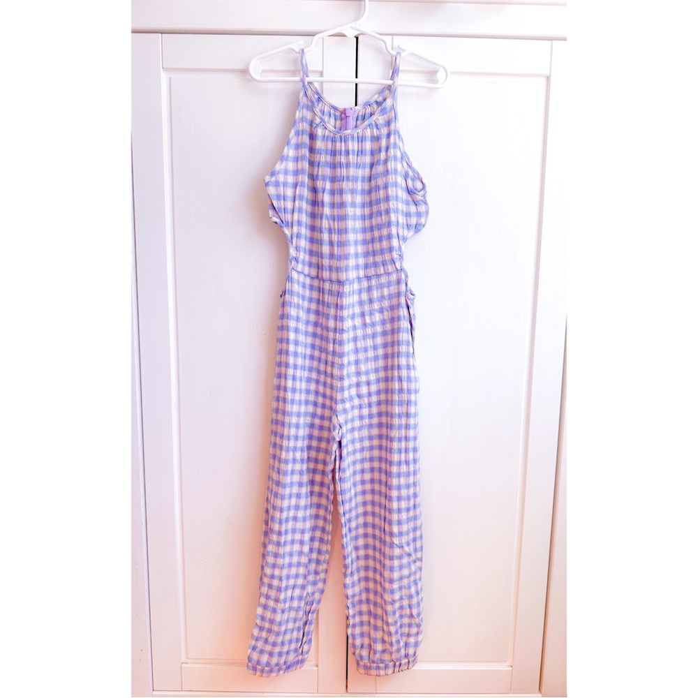 Zara Girls Gingham Jumpsuit with Cut Outs